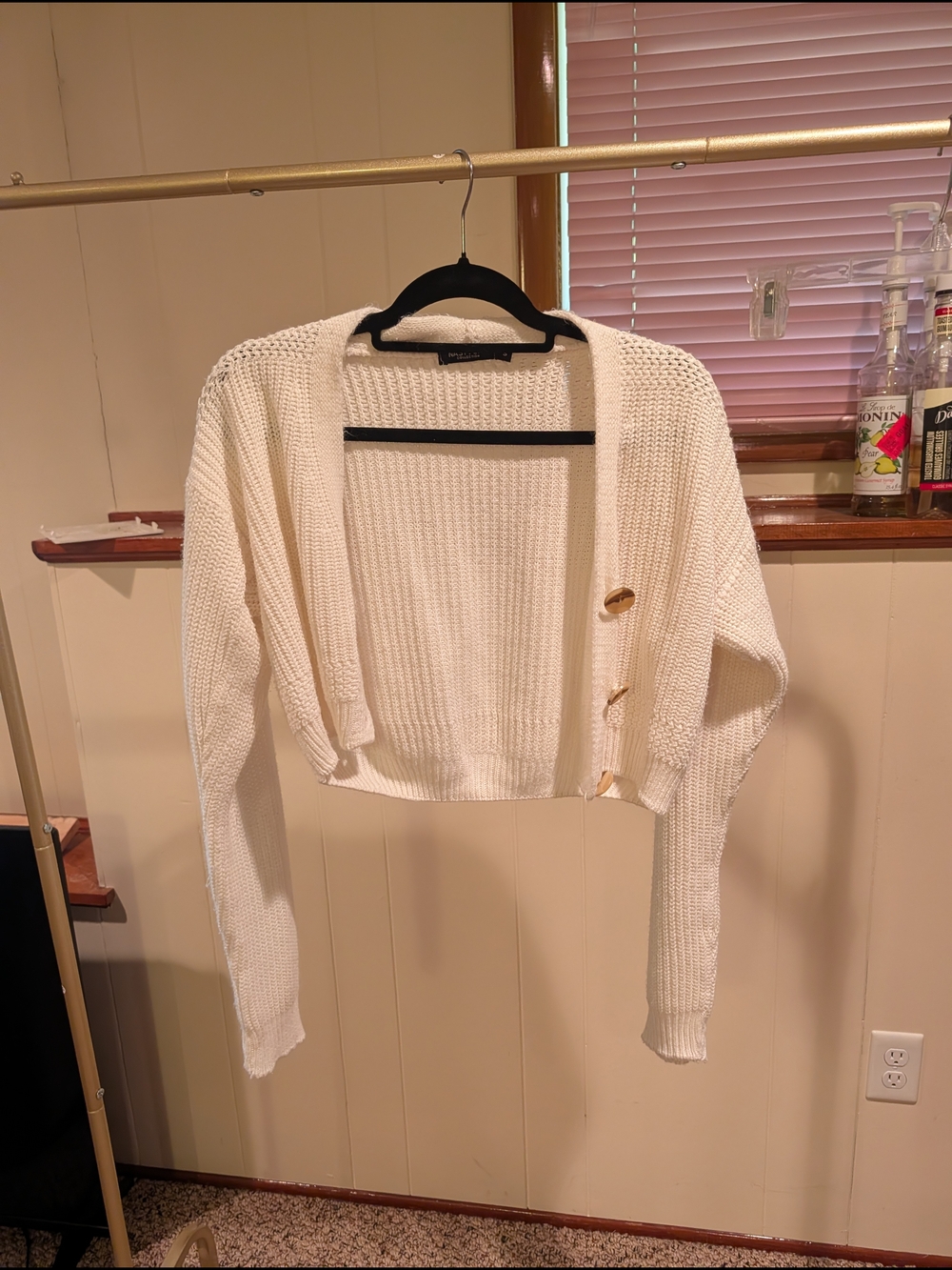 Cropped Cream Knit Cardigan Sweater